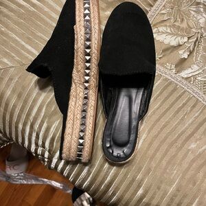 Elegant Black Espadrille Slip-Ons with Studded Detail